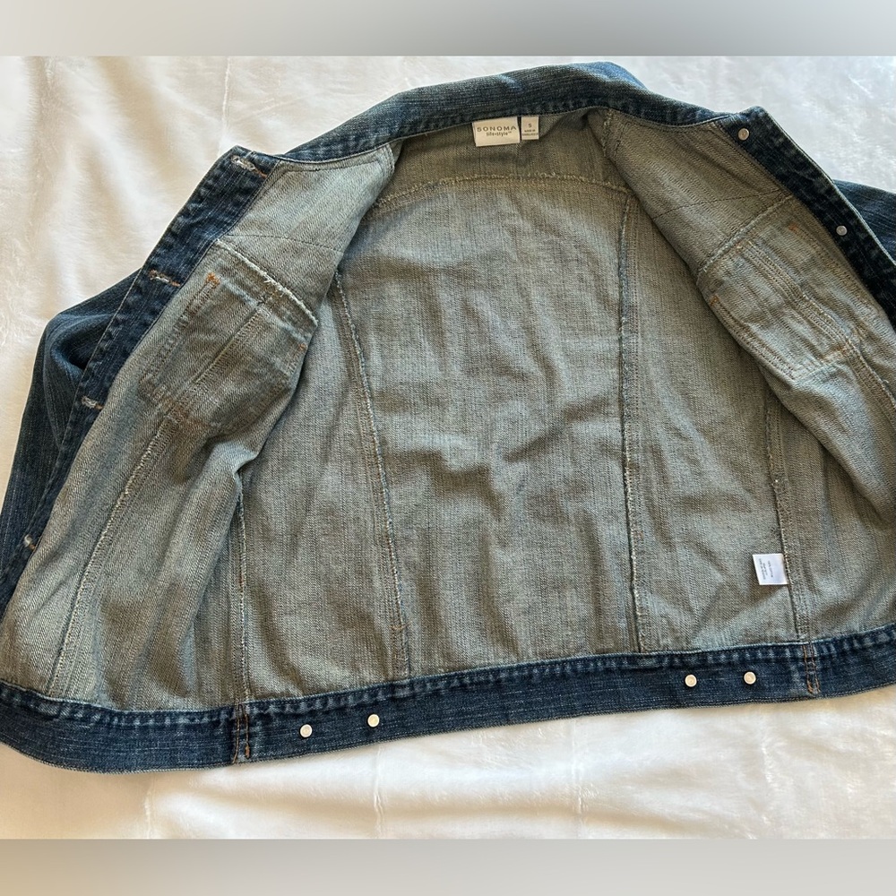 Denim Jacket Upcycled Size Small - Picture 11 of 16
